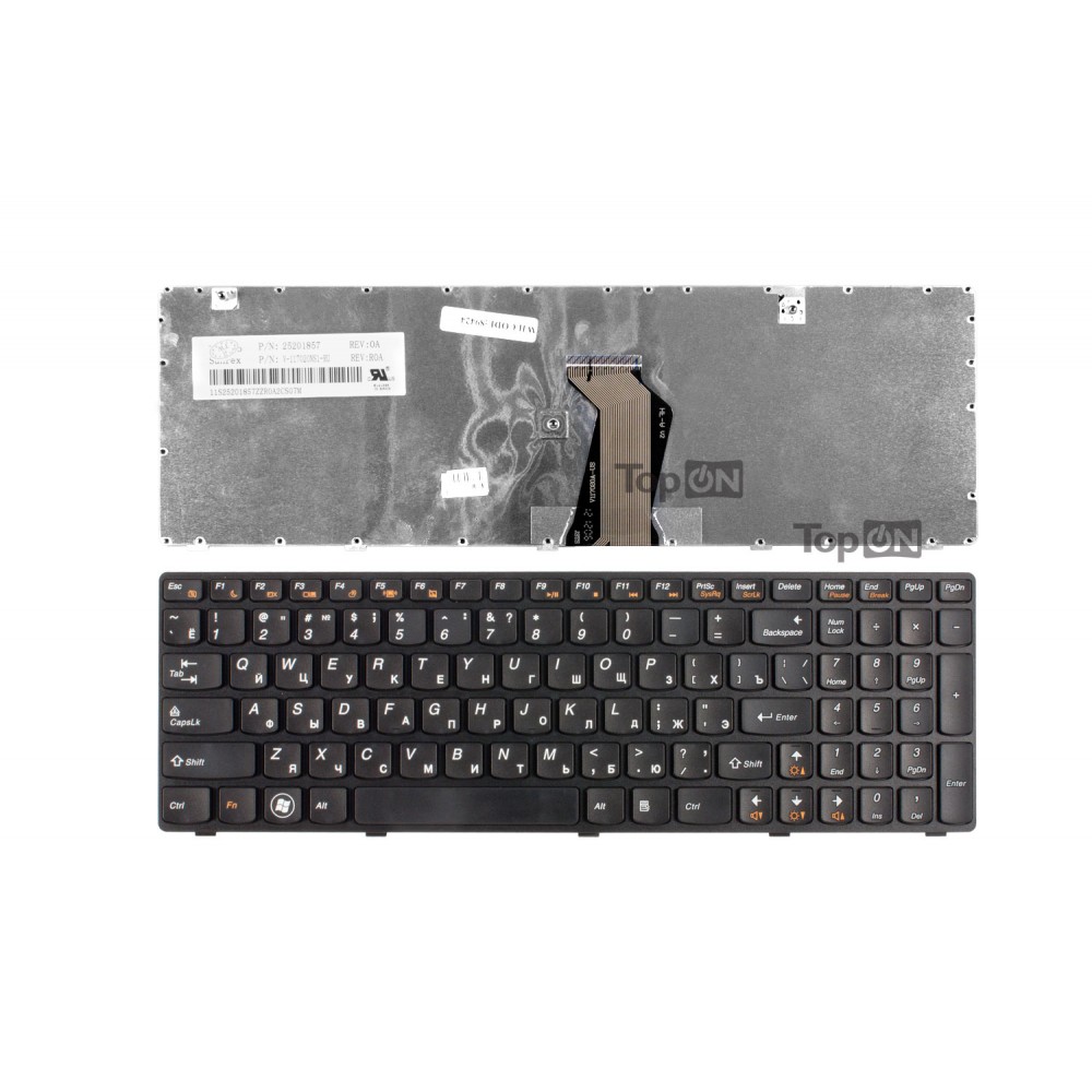 Купить оптом Клавиатура для ноутбука Lenovo Ideapad G580, G585, N580, P585, V580 Series. Плоский Enter. Черная, с черной рамкой. PN: AELZ3700060.