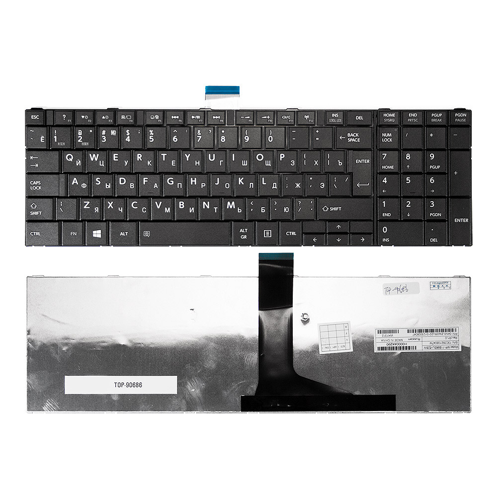 Купить оптом Клавиатура для ноутбука Toshiba C850, L850, P850 Series. Г-образный Enter. Черная, без рамки. PN: MP-11B56SU-528.