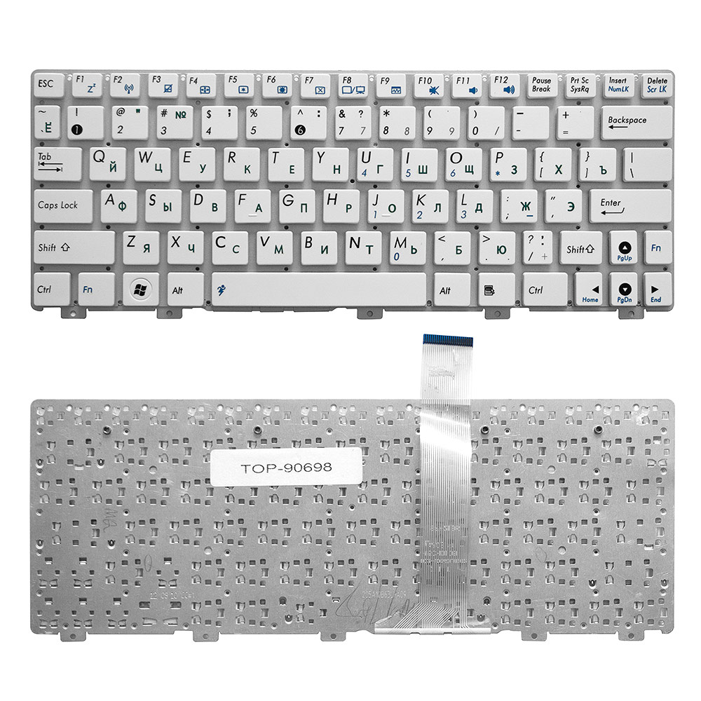 Купить оптом Клавиатура для ноутбука Asus Eee PC 1011PX, 1015, TF101 Series. Плоский Enter. Белая, без рамки. PN: V103646OS1.