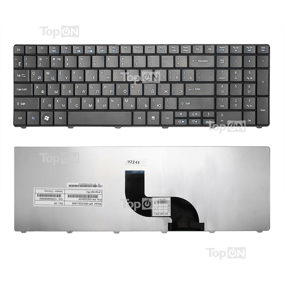 Купить оптом Клавиатура для ноутбука Acer Aspire E1-521, E1-531, E1-571 Series. Плоский Enter. Черная, без рамки. PN: NSK-AU00R.