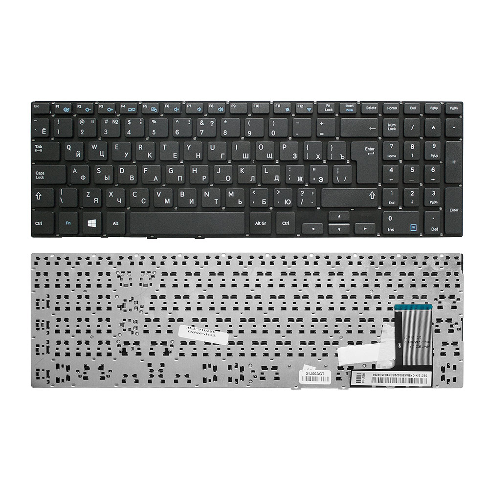 Купить оптом Клавиатура для ноутбука Samsung NP370R5E, NP450R5V, NP470R5E Series. Г-образный Enter. Черная, без рамки. PN: BA75-04478C.