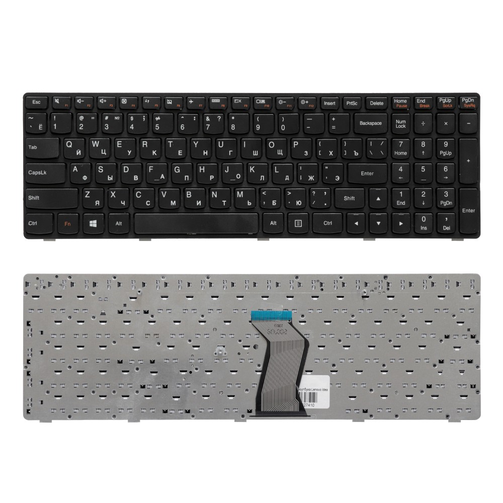 Купить оптом Клавиатура для ноутбука Lenovo IdeaPad G500, G500A, G500C Series. Плоский Enter. Черная, с черной рамкой. PN: 9Z.N5GSN.00R.