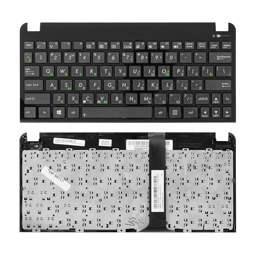 Купить оптом Клавиатура для ноутбука Asus Eee PC 1011, 1015, 1016P Series. Плоский Enter. Черная, с Topcase. PN: 0KNA-292RU02.