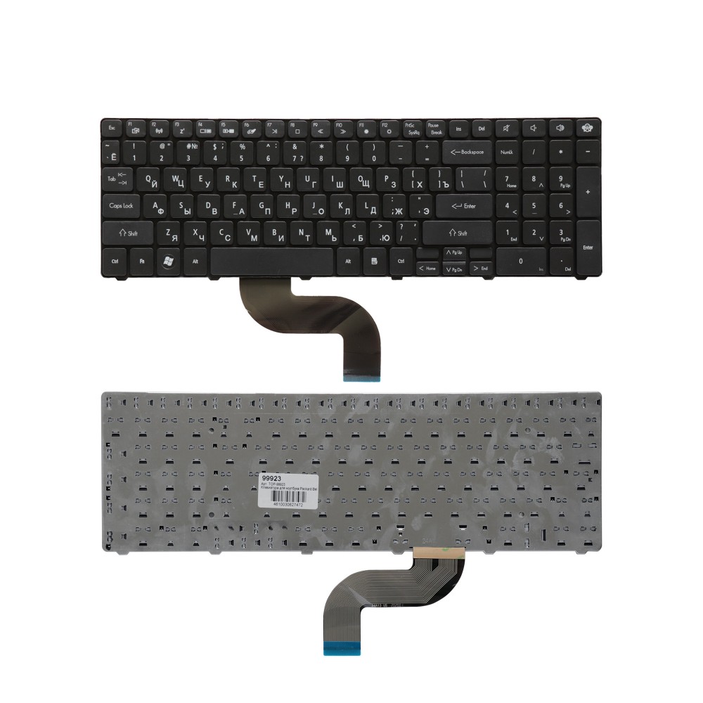Купить оптом Клавиатура для ноутбука Packard Bell EasyNote TM86, TX86, NEW90, PEW91 Series. Плоский Enter. Черная, без рамки. PN: MP-09B23SU-6981.