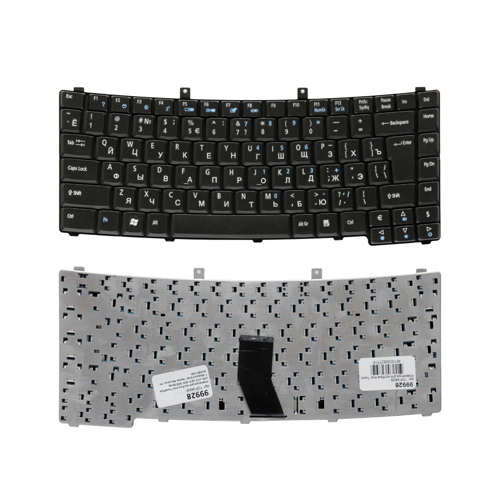 Купить оптом Клавиатура для ноутбука Acer TravelMate 2300, 2310, 2410, 4000, 8000 Series. Г-образный Enter. Черная, без рамки. PN: 90.4C507.00R.