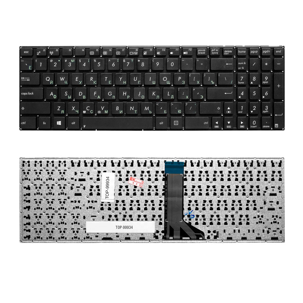 Купить оптом Клавиатура для ноутбука Asus X551, X551CA, X551CAV, X551MA Series. Плоский Enter. Чёрная, без рамки. PN: 0KNB0-610EUS00.