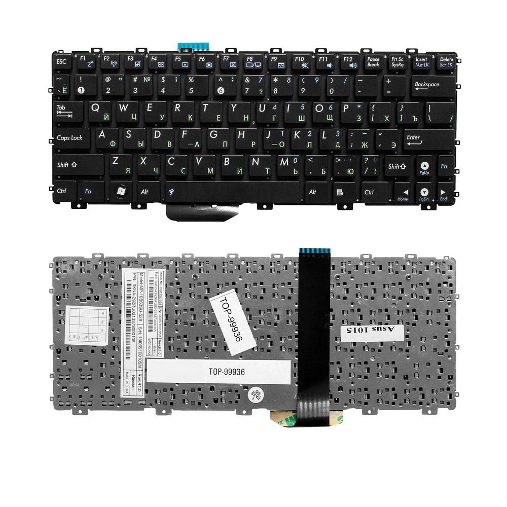 Купить оптом Клавиатура для ноутбука Asus Eee PC 1011, 1015, 1016P Series. Плоский Enter. Черная, без рамки. PN: 0KNA-292RU02.