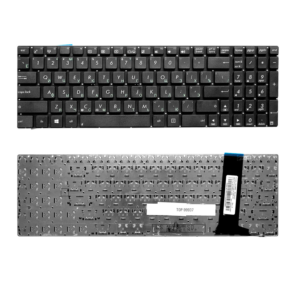 Купить оптом Клавиатура для ноутбука Asus G56, N56, N76 Series. Плоский Enter. Черная, без рамки. PN: 9Z.N8BBQ.G0R.
