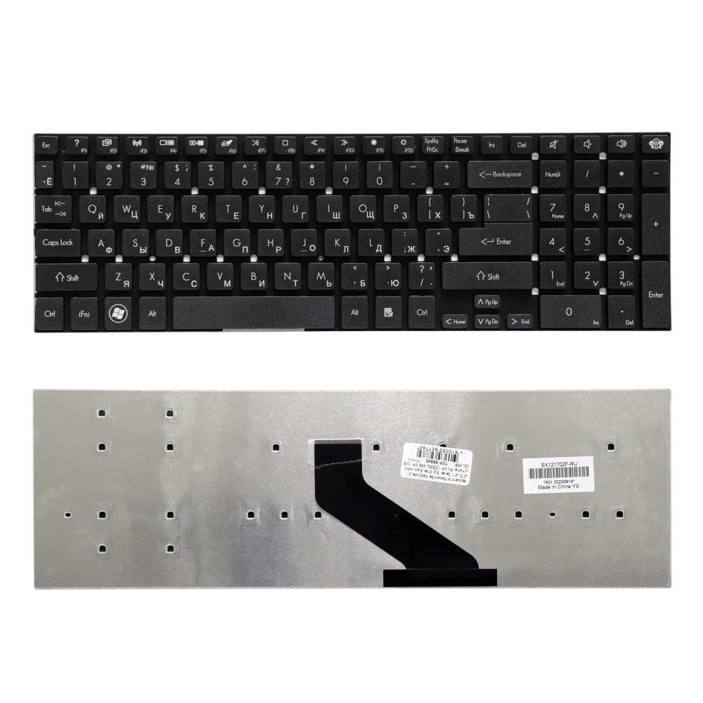Купить оптом Клавиатура для ноутбука Packard Bell EasyNote TS11, TS13, TS44, LS11, LS13, LS44 Series. Г-образный Enter. Черная, без рамки. PN: MP-10K33SU-698.