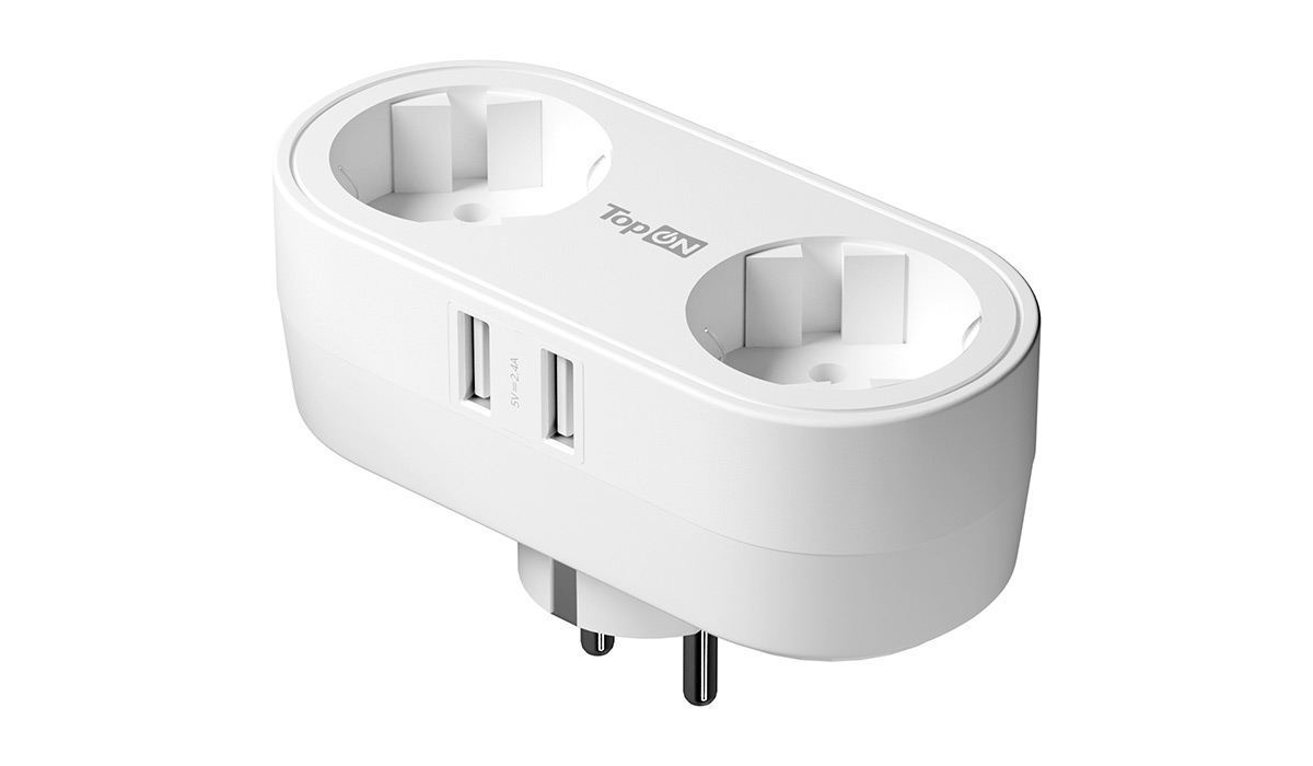 Двойник для розетки TopON TOP-SL-822E-2A на 4000W с заземлением. Всё оборудование TopON на складе эксклюзивного дистрибьютора компании Алас